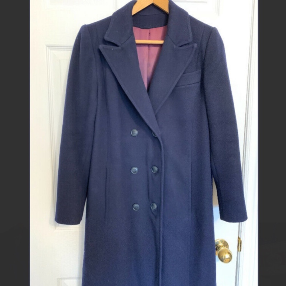 Women’s Navy blue wool coat long length